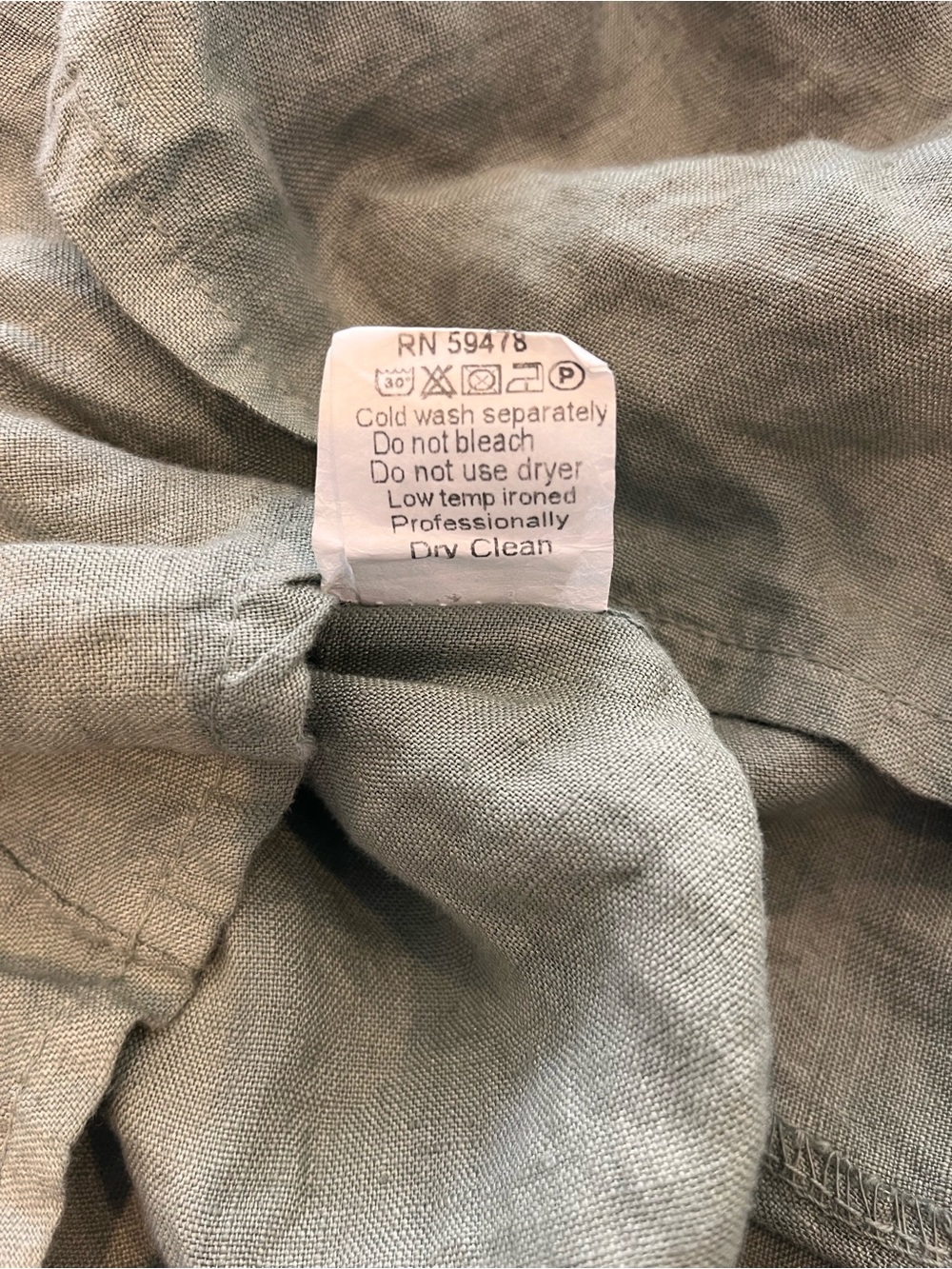 TERZO MILLENNIO 100% Linen Shift Dress SMALL Green Italian Sleeveless Loose Fit - Picture 5 of 12